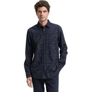 TOM TAILOR heren overhemd, 38489 - Dark Navy Varied Cross Stripe, XXL