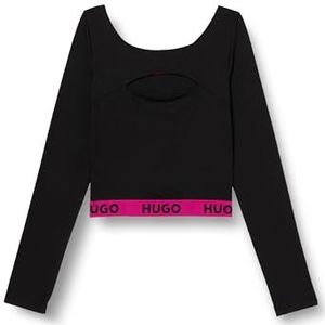 HUGO Kat_Scoop Top T-shirt voor dames, zwart 1, L
