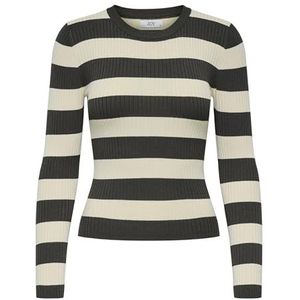 JDY - JDYPLUM - Gebreide Trui - Taupe / Olijfgroen - Lange Mouw