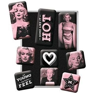 Nostalgic-Art Retro Koelkast Magneten, Marilyn – Some Like It Hot – Geschenk voor filmfans, Magneetset voor magneetbord, Vintage design, 9 stuks