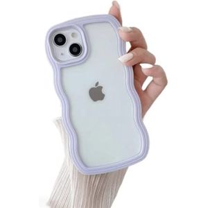 Yooface Beschermhoes van transparante siliconen voor iPhone 14 Plus, [camerabescherming] beschermhoes met kantmotief, [schokbestendig en valbestendig] beschermhoes 6,7 inch - paars