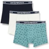 Emporio Armani Heren Boxer Shorts (3 stuks), Crème/Print Artic/Marine, S