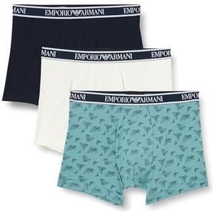 Emporio Armani Heren Boxer Shorts (3 stuks), Crème/Print Artic/Marine, XXL