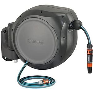 Gardena 8050-83 Voet Muur Opgezette Intrekbare Reel met Slanggids, Automatische terugtrekking voor Gemakkelijke Watering