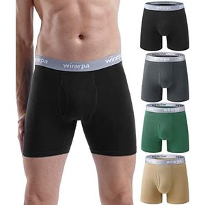 wirarpa Heren ondergoed Trunks Katoen Stretch Boxer Shorts Open Fly Tagless Onderbroek voor Mannen Regular Been 4 Pack, 00-multicolora6-4 Pack, S
