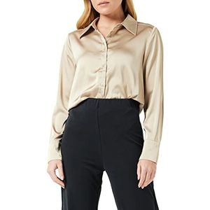 Peppercorn Mary shirt met lange mouwen | Beige dames tops | Lente Shirt Dames | Maat L