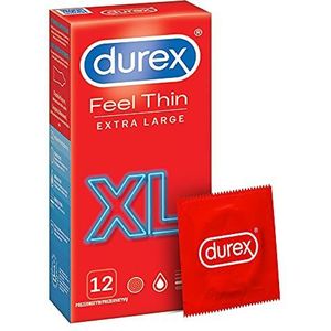 Durex Feel Thin Extra Large condooms - XL condooms voor intensief gevoel en intieme samenwerking - 12 (1 x 12 stuks)