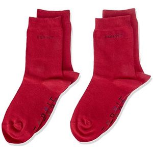 ESPRIT Uniseks-kind Sokken Foot Logo 2-Pack K SO Katoen Eenkleurig Multipack 2 Paar, Roze (Red Pepper 8074), 23-26