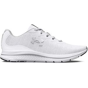 Under Armour UA W Charged Impulse 3 Knit, Sneakers dames, White/White/Metallic Silver, 44.5 EU