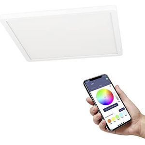 EGLO connect.z Smart Home LED plafondlamp Rovito-Z, L x B 29,5 cm, ZigBee, app en spraakbesturing Alexa, lichtkleur instelbaar (warm – koel wit), RGB backlight, dimbaar, wit