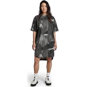 G-STAR RAW Boxy U Tee Allover Jurk Casual Dames, meerkleurig (Metal Grey Watercolor Camo D22841-c338-d976), M