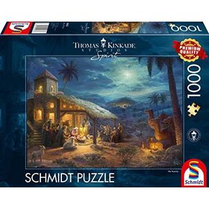 Schmidt Spiele 59676 Thomas Kinkade, Spirit, Jezus geboorte, puzzel met 1.000 stukjes.