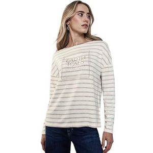 Street One Dames folieprint gestreept shirt, Smooth Sand Beige, 42