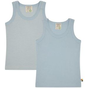 loud + proud Uniseks dubbele verpakking, fijn geribbeld, biologisch katoen en GOTS-gecertificeerd onderhemd, ijsblauw, 86-92