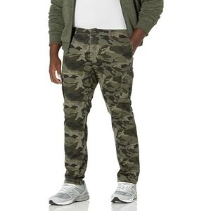 Amazon Essentials Men's Stretch-cargobroek met rechte pasvorm (verkrijgbaar in grote en lange maten), Groen Camo, 29W / 28L