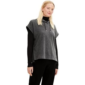TOM TAILOR Dames Sweatshirt met capuchon 1034524, 30937 - Black Herringbone Design, XXL