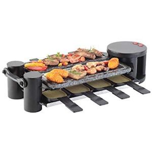 Ohmex OHM-GRIL-5800 Raclette- en grill-apparaat, steen, 1200 W, 8 pannetjes, anti-aanbaklaag, voor 180°-platen