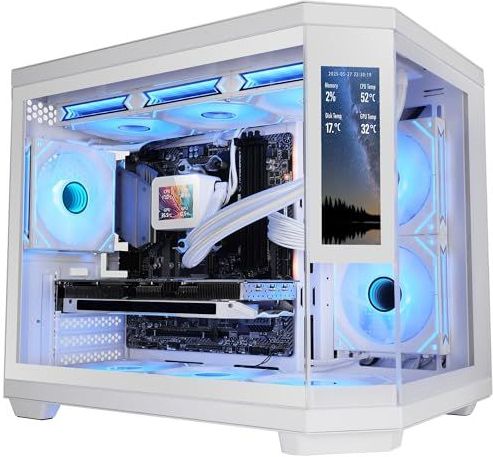 Mars Gaming MC-3TCORELCDM - Micro-ATX Gaming Behuizing - Wit - 7,2 inch IPS-scherm