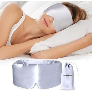 DEMPROS Mulberry Zijde slaapmasker, luxe oogmasker om te slapen voor vrouwen mannen met verstelbare band, oogslaaphoes met zacht, drukloos verduisterend ontwerp in grote maat voor rug- en zijslapers