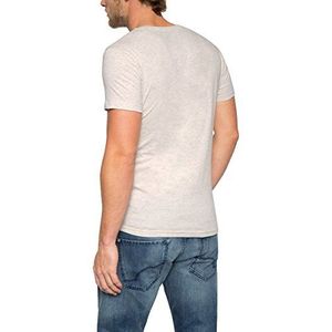 edc by ESPRIT Heren T-shirt - slim fit, met print, wit (white 100), XS