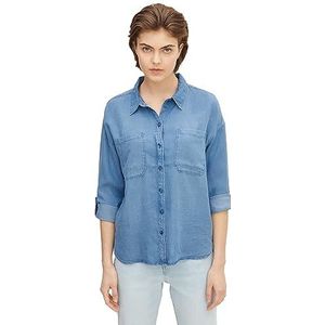 TOM TAILOR Denim Dames Oversized denim hemdblouse 1024141, 10110 - Blue Denim, S