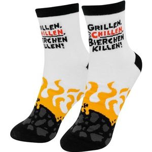 GRUSS & CO Magische sokken met spreuk Grillen | herensokken met motiefprint, kleurrijke sokken, maat 41-46 | grappig cadeau, mannencadeau | 48942, Meerkleurig, 41/46 EU