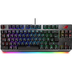 ASUS ROG Strix Scope NX TKL Deluxe 80% RGB Gaming Mechanical Keyboard, ROG NX Blue Switches, ABS Keycaps, Detachable Cable, Wider Ctrl Key, Stealth Key, Wrist Rest, Macro Support-Black, UK Layout
