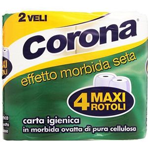 Corona hygiënisch papier, van zachte cellulose, 2-laags, zacht, zijdelook, 4 rollen