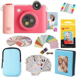 KODAK Smile+ 2-in-1 Digitale Camera & Fotoprinter Cadeaupakket + Tas + Zink 20pk 2x3"" + Album + Stickers - Fuchsia