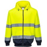 Portwest B317 Tweekleurige Sweatshirt met Ritssluiting en Capuchon, Normaal, Grootte L, Geel/Marine