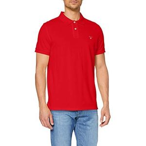 GANT Regular poloshirt Halve mouw geknoopte kraag Piqué wit, rood (bright red), XS