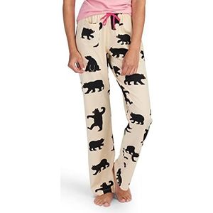 Hatley Dames Pj broek-zwarte beren op natuurlijke pyjama bodems, Dames Jersey Pyjama Broek - Zwarte Beren op Natuurlijke, L