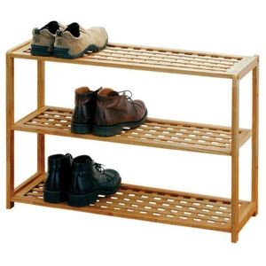 Premier Housewares 2402559 schoenenrek, walnoothout, 2, 3 of 4 verdiepingen, 3 legplanken, natuur, 26x79x55