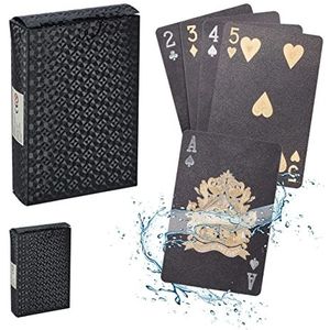 Relaxdays Pokerkaarten - 2 Decks - Poker Speelkaarten - Waterbestendig - Kaartspel - Zwart