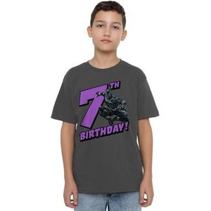 mandarin creative ltd Black Panther Birthday 7 Unisex Kids T-shirt, houtskool, 5-6 jaar, houtskool, 5-6 jaar