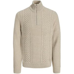Jack & Jones - Jjpaul Knit Half Zip - Gebreide Trui - White Melange