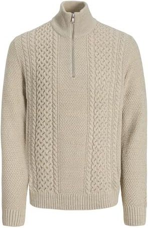 Jack & Jones - Jjpaul Knit Half Zip - Gebreide Trui - White Melange