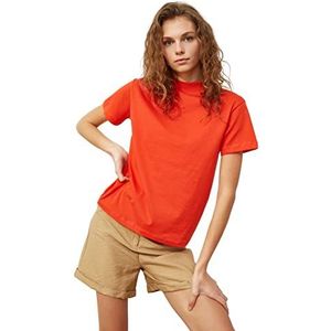 Trendyol Basic Basics Basic Standing Collar Knit T-shirts, Rood, XS