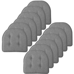 Sweet Home Collection Stoelkussen Memory Foam Pads Tufted Slip antislip rubberen achterkant U-vormige 17 ""x 16"" stoelhoes, 12 tellen (Pack van 1), grijs