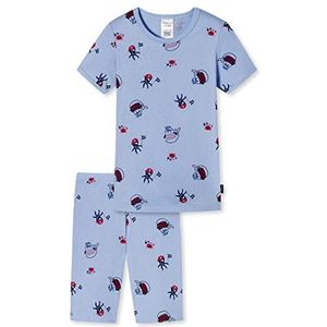 Schiesser Pyjamaset voor jongens, korte pyjama, 100% biologisch katoen, maat 92 tot 140, Lichtblauw bedrukt 179017, 92 cm