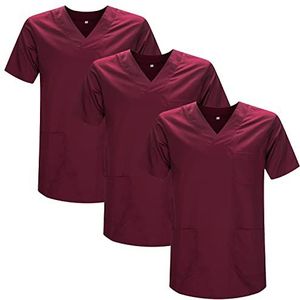 MISEMIYA - Verpakking met 3 stuks - sanitaire tas, uniseks, gezondheidsuniform, medische uniform, Granaatrood 21, XL