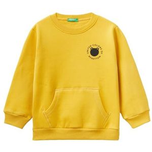 United Colors of Benetton Sweatshirt met capuchon voor kinderen en jongens, okergeel 0d6, 2 jaar