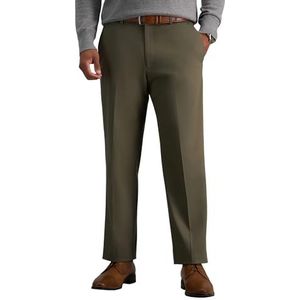 Haggar Mannen Premium No Iron Khaki Classic Fit Uitbreidbare Taille Platte Voorbroek (Regular en Big & Tall Maten), Toast, 38W / 32L