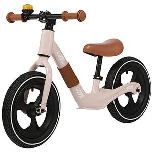 skiddoü Loopfiets Poul, loopfiets tot 30 kg, kinderfiets met verstelbare zitting en stuur, ultralicht, 12 inch wielen, kinderloopfiets voor meisjes en jongens vanaf 3 jaar, incl. fietsbel, roze