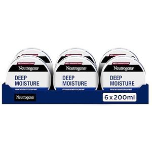 Neutrogena Noorse Formule Deep Moisture vochtinbrengende crème (200 ml) voor intensieve hydratatie bij droge huid, 6 x 200 ml