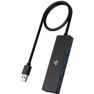 Tymyp Ultradunne 4-poorts USB-hub, USB 3.0 Data Hub, High Speed USB 3.0 Hub voor Chromebook, Surface Pro, XPS, USB-sticks, notebook PC, draagbaar, externe harde schijven