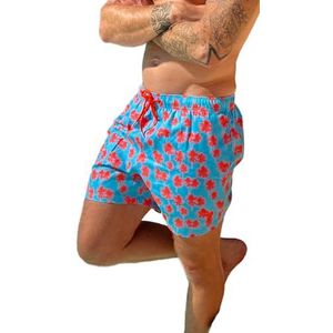 Haute pression Boardshort Boardshort Effen Turquoise Palm Rode Palm Print Badpak, Turkoois, 8 Jaren