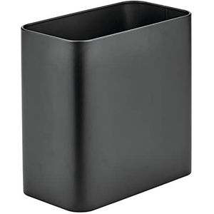 mDesign - Prullenmand - afvalbak - voor de badkamer - voor thuis en kantoor - compact/rechthoekig/metaal - zwart