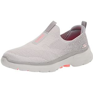 Skechers Go Walk 6 Glimmering Sneaker voor dames, Grijs Textiel Koraal Trim, 40 EU