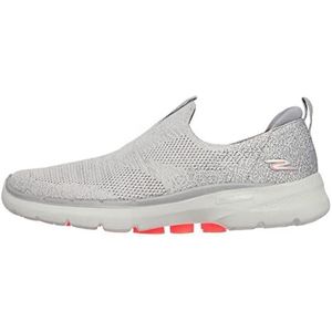 Skechers Go Walk 6 Glimmering Sneaker voor dames, Grijs Textiel Koraal Trim, 37 EU